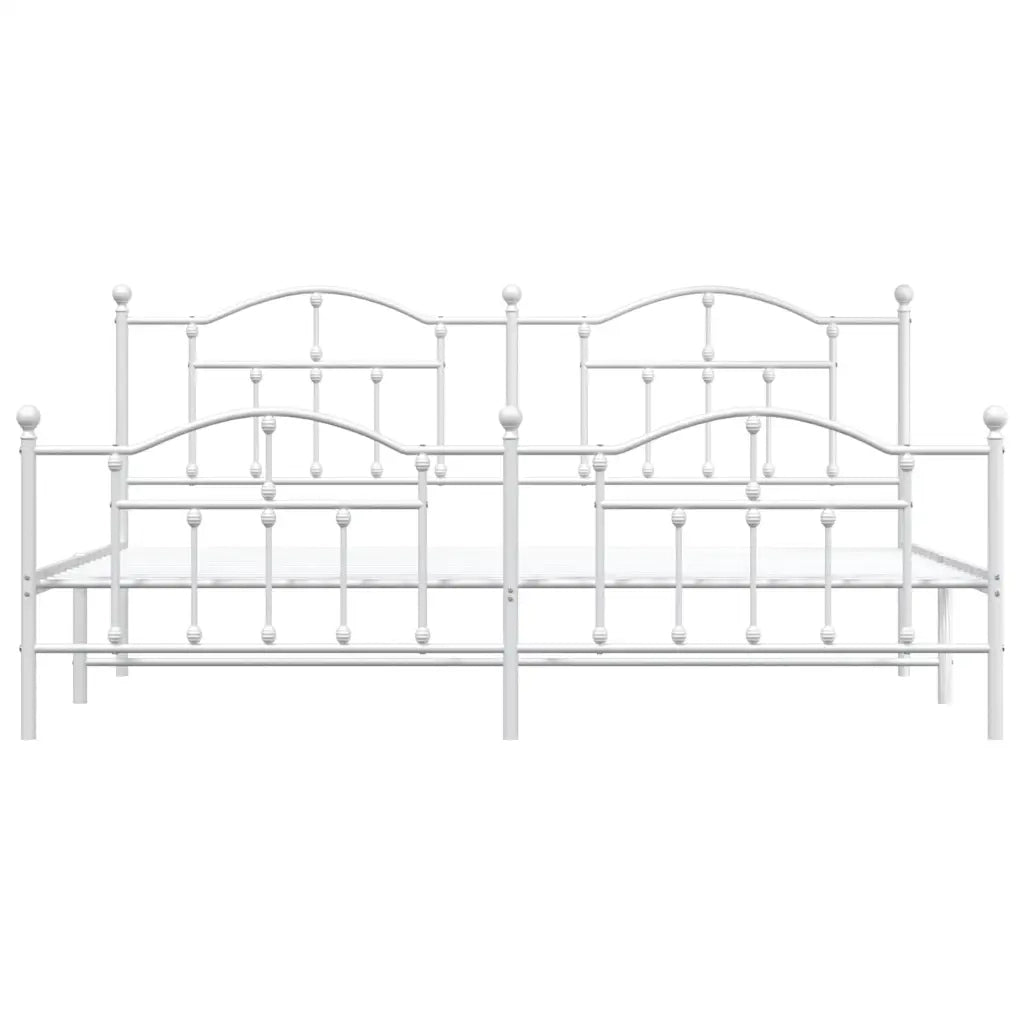 Letto matrimoniale | Letto per adulti | Giroletto con Testiera e Pediera Metallo Bianco 200x200 cm