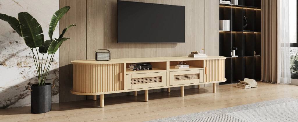 Cassettiera per TV Light Oak in MDF e legno; lunghezza 170 cm