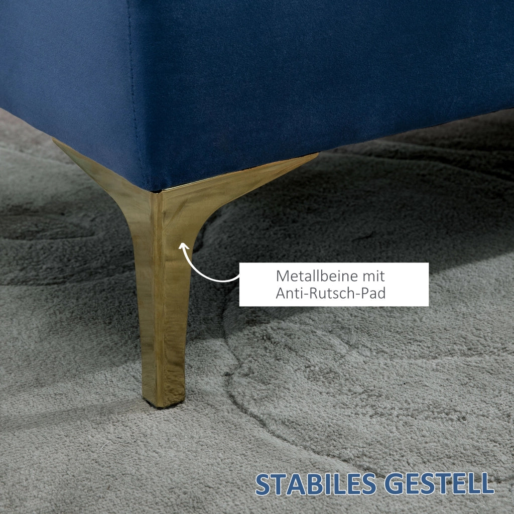 PANCA Imbottita 118 x 45 x 42 cm Blu/Oro in legno