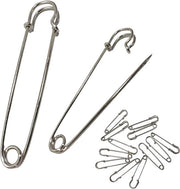 Spille per abbigliamento e accessori - Spille grandi 75 mm (25 pezzi, argento)