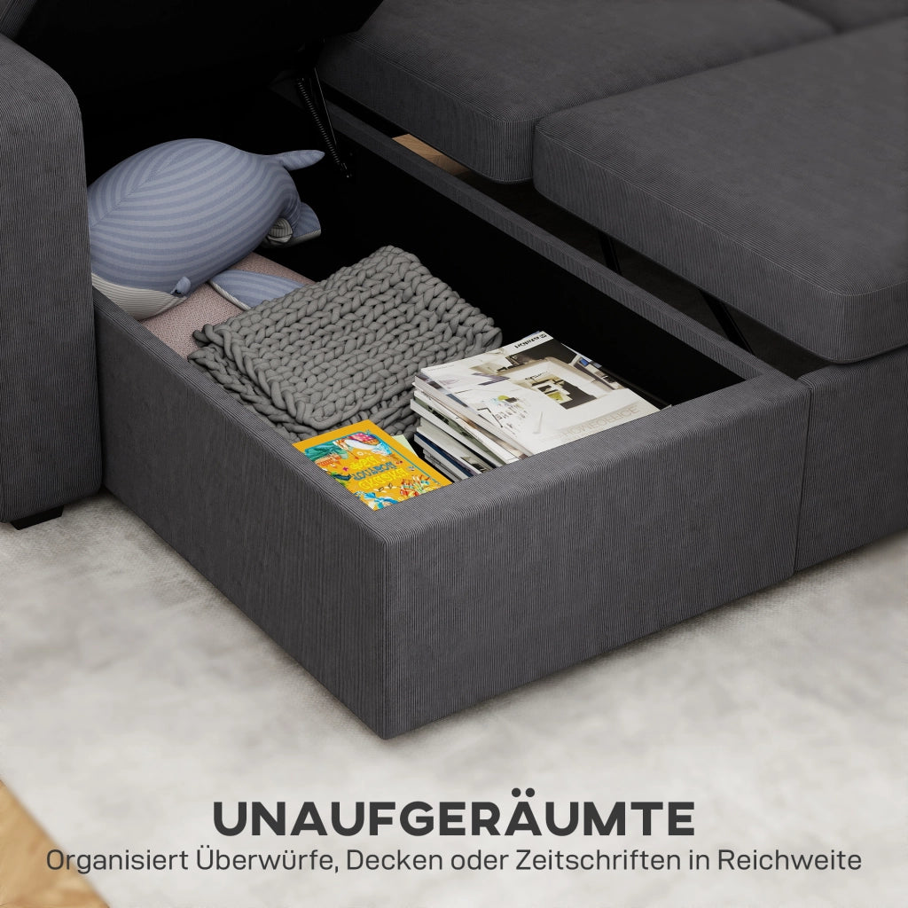 Divano letto ad L con contenitore e cuscini ¨C Xylo ¨C Grigio scuro