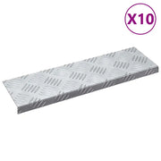 Gradini per Scale 10 pz | Tappetini per scale autoadesivi Argento 60 x 18 x 2,5 cm Alluminio
