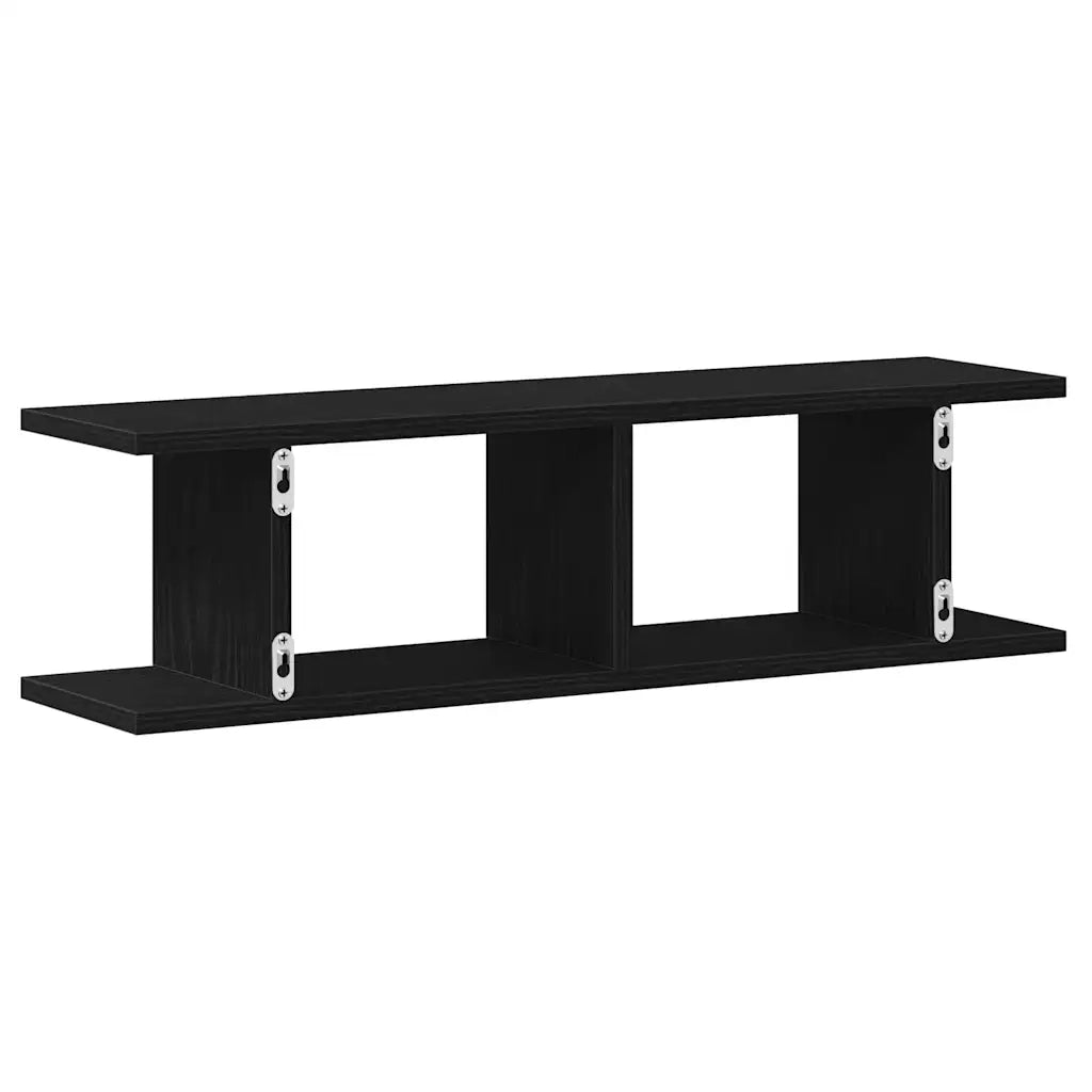 2 pz Mensole da Parete | Scaffali a Parete | Ripiano a parete Rovere Nero 75x18x20 cm in Truciolato