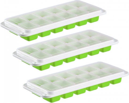 Set a 4 pezzi - forme di ghiaccio con coperchio - Forme di ghiaccio lussuose - Scatola per cubetti di ghiaccio - 12 cubetti di ghiaccio - Forma decorativa per cubetti di ghiaccio - Cocktail - sicuro per alimenti silicone - 24,5*10,5cm