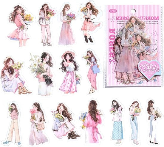 Etichette PET matte per scrapbooking manuale - ragazze - estetiche - set di diario