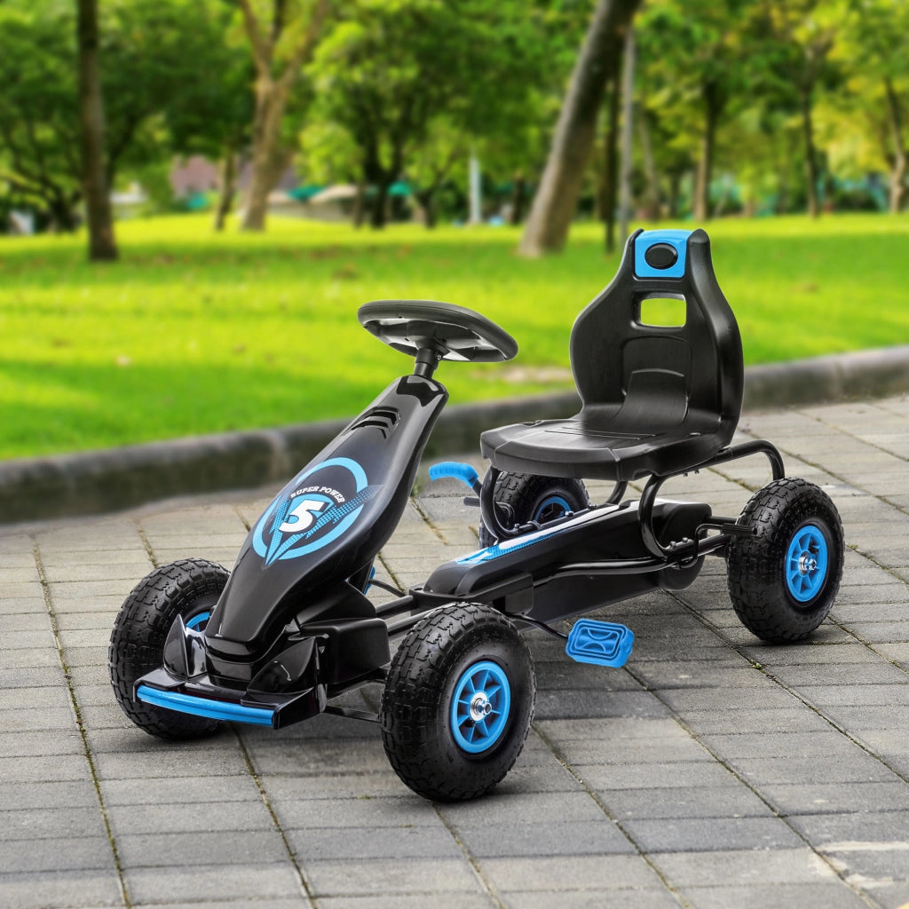 Triciclo a Pedali per Bambini ¨C zephmum ¨C Blu e Nero, Regolabile, 5-12 Anni