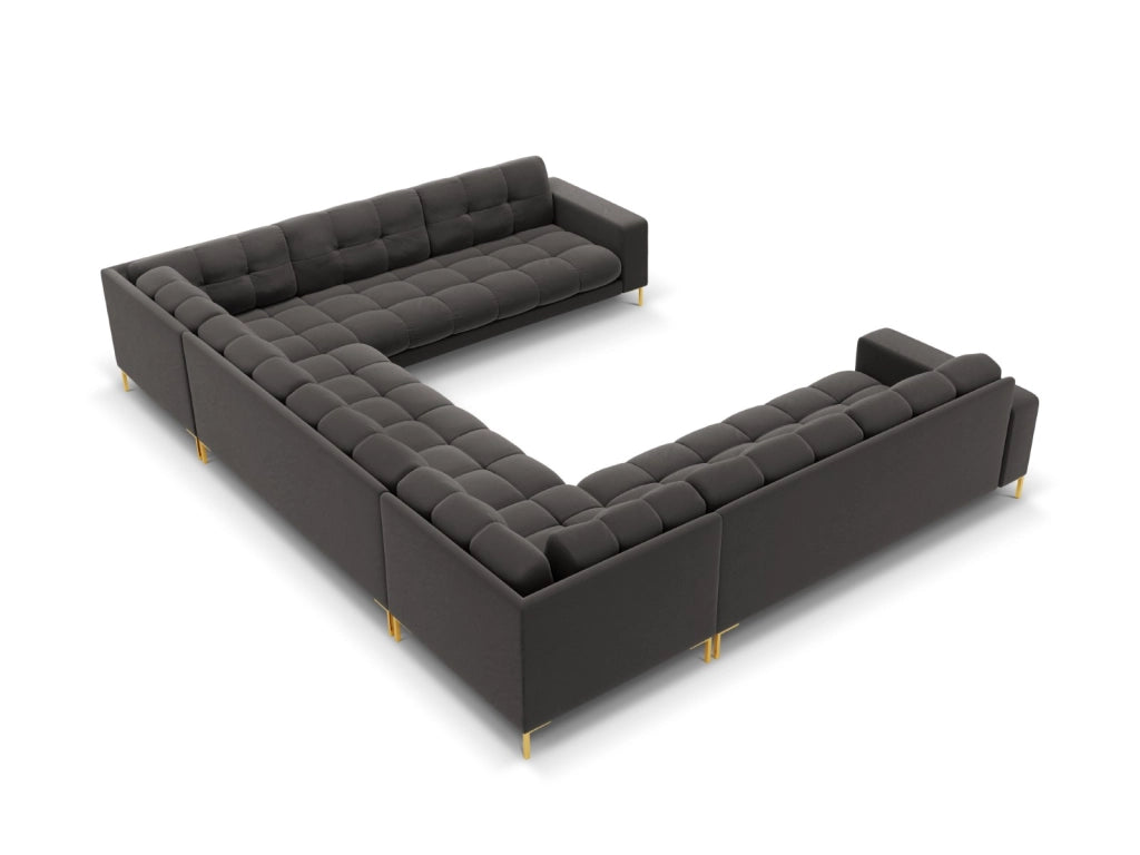 Cosmopolitan Design - Divano panoramico "Bali" 9 posti in velluto grigio scuro 