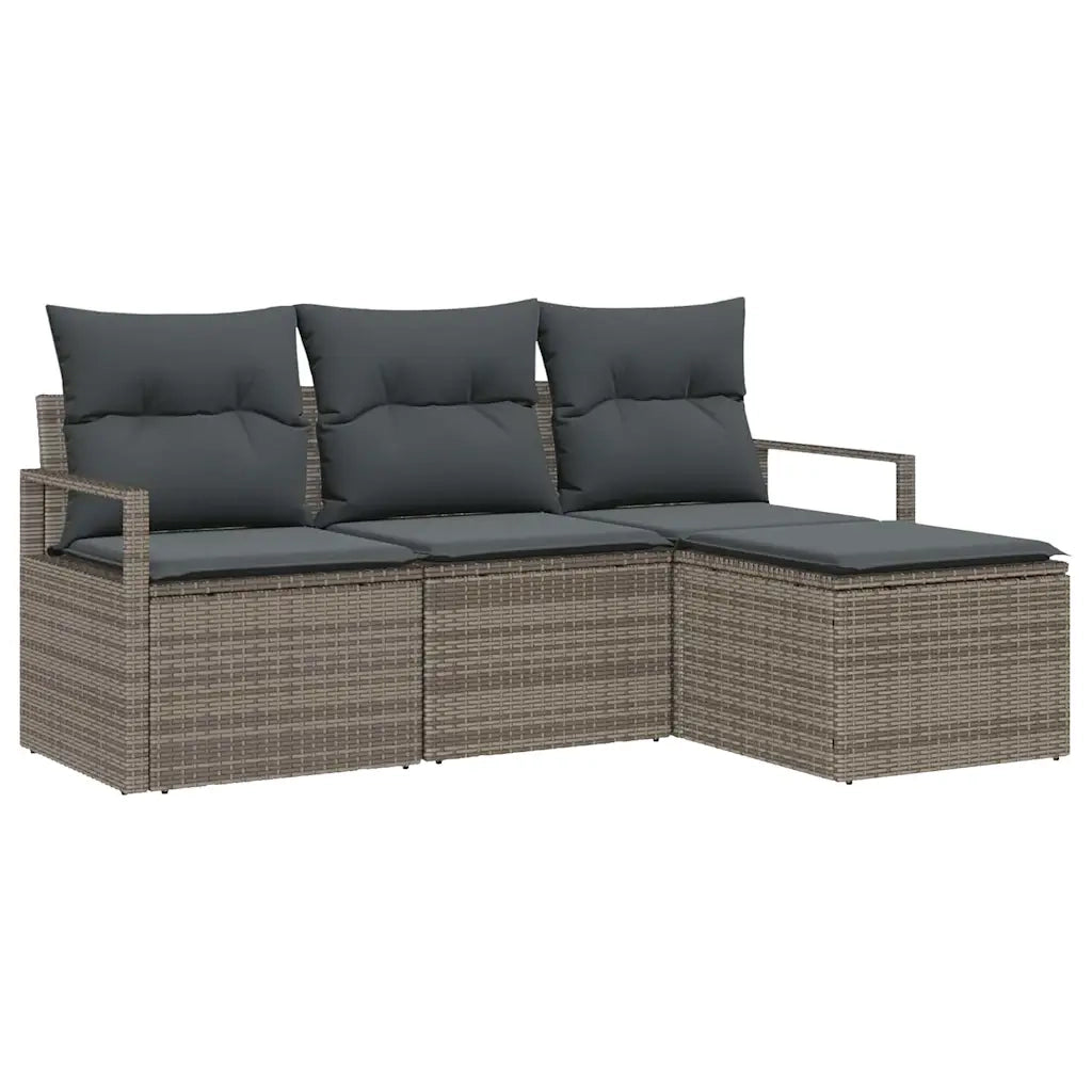 Set di divani 4 pcs Grigio polyrattan
