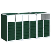 Copribidone con Ruote per 3 Bidoni Verde 216x81x115 cm Acciaio CFW8562525