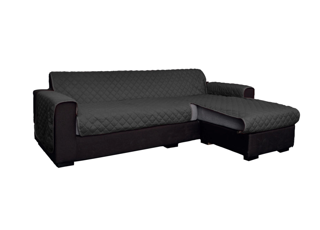 Copridivano Con Penisola Antimacchia Trapuntato Modello Star Colore Grigio Scuro - 290cm - Grigio Scuro