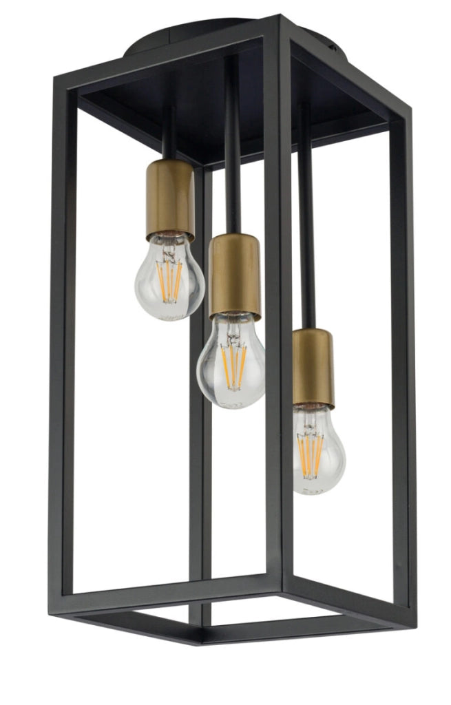 Plafoniera loft nero-oro 3 luci Vigo E27 15W Sigma Lighting