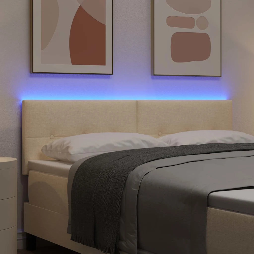 Testiera | Testata LED con strisce LED con Testiera | Testata Crema 144 cm Tessuto