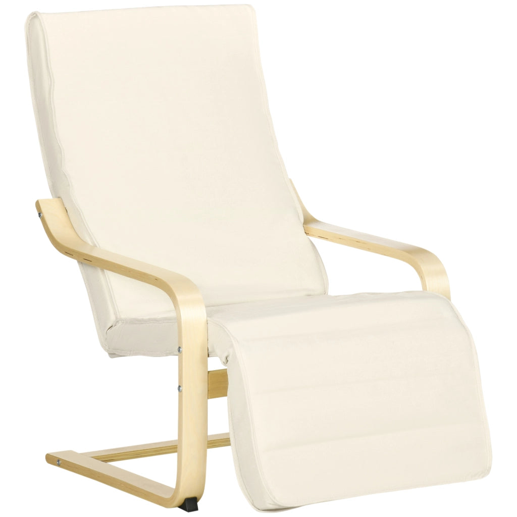 Poltrona Relax Reclinabile con Poggiapiedi e Poggiatesta ¨C Zephmum ¨C Tessuto Crema 66.5x94x100 cm