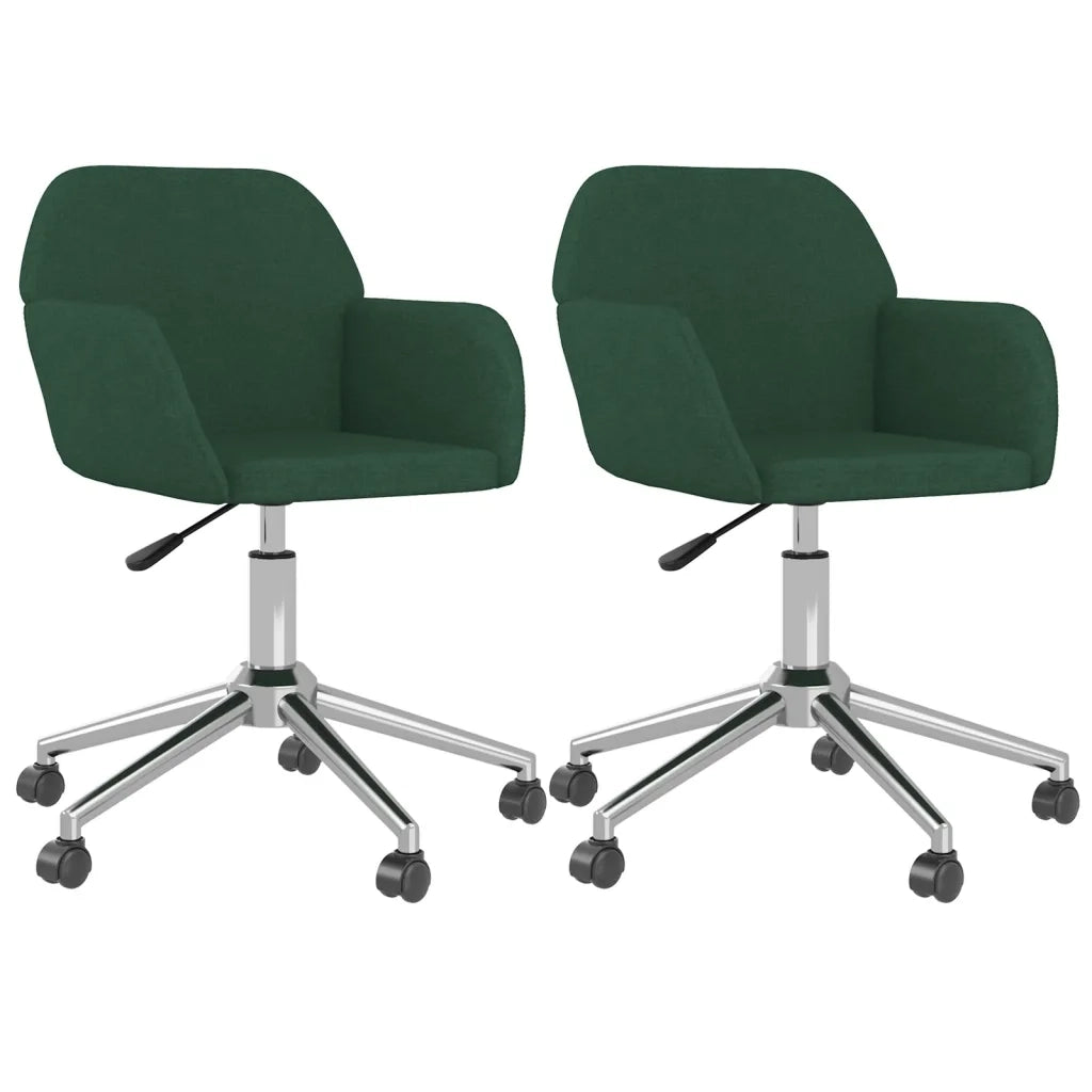 Sedie da Pranzo Girevoli 2 pz | Sedie da cucina Verde Scuro in Tessuto