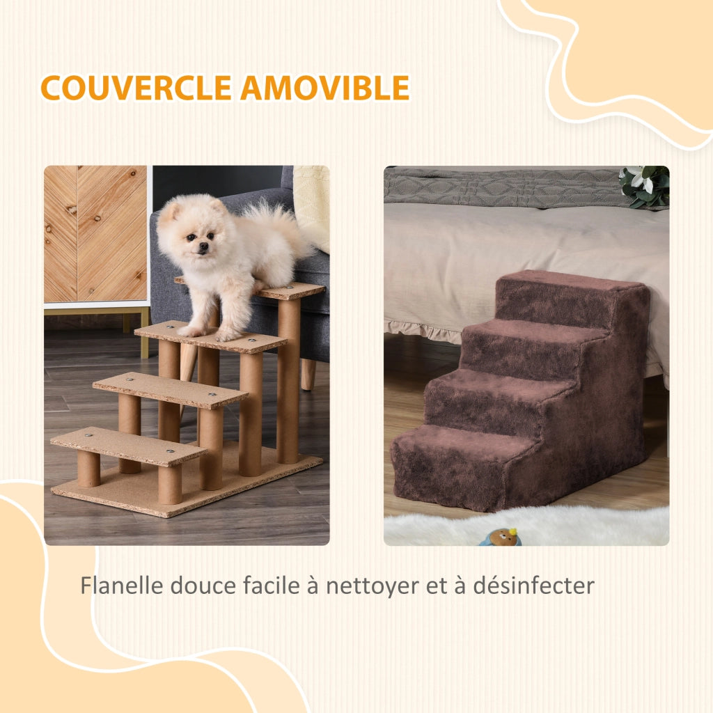 Scala per Cani e Gatti 4 Gradini Antiscivolo ¨C Minimal ¨C Marrone 60x35x44