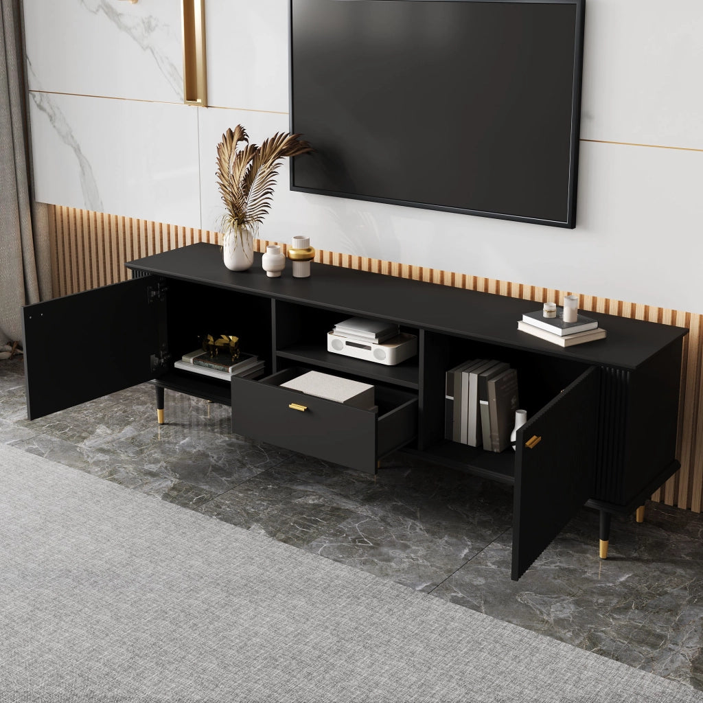 Cassettiera TV nera in MDF; lunghezza 170 cm