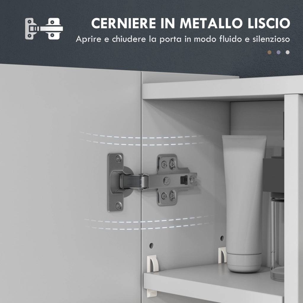 Armadietto da Bagno 90x15x75 cm con Specchio 3 Ante Soft Close e Ripiani Regolabili in MDF Bianco
