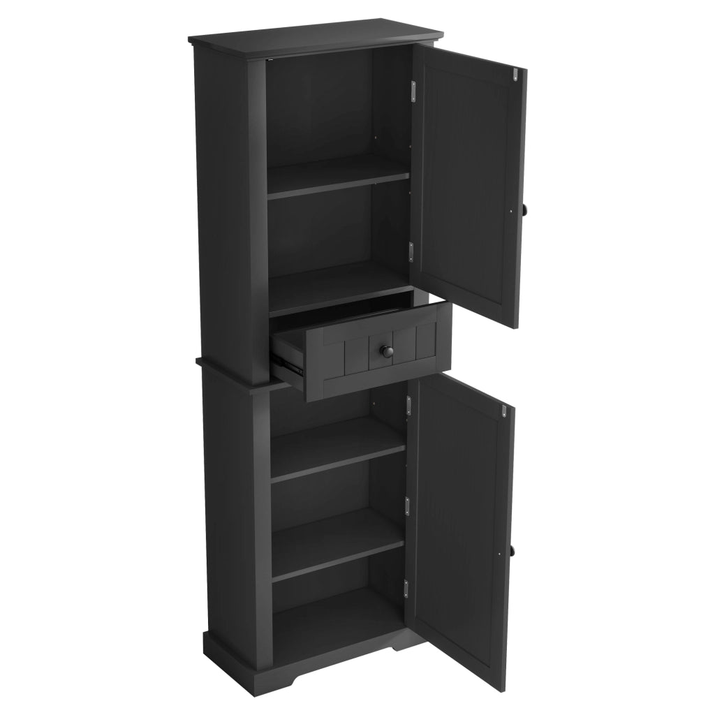 Mobile bagno nero 56 x 28 x 167,3 cm in MDF con cassetto centrale e ripiani regolabili