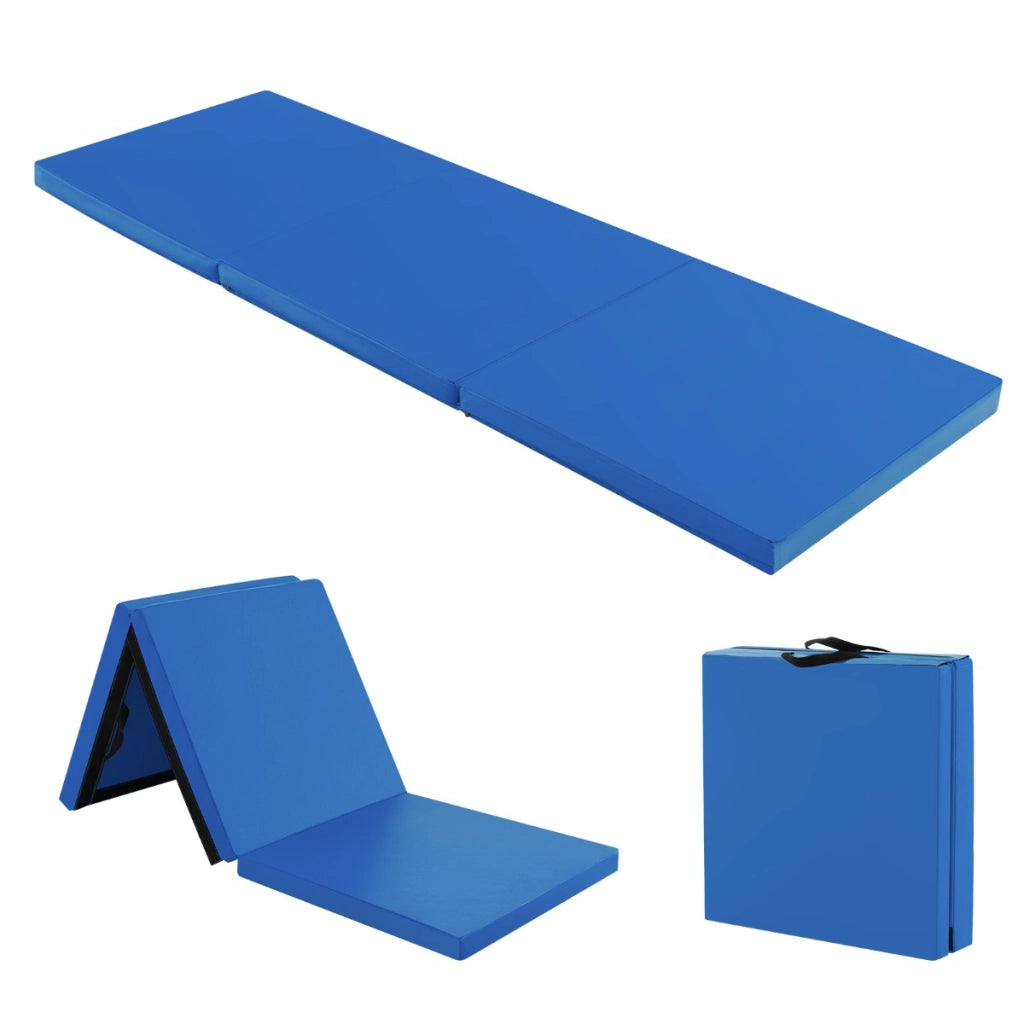 Tappetino yoga pieghevole in pelle PU, Materassino fitness spessore multifunzionale e antiscivolo 180x60x5cm Blu scuro