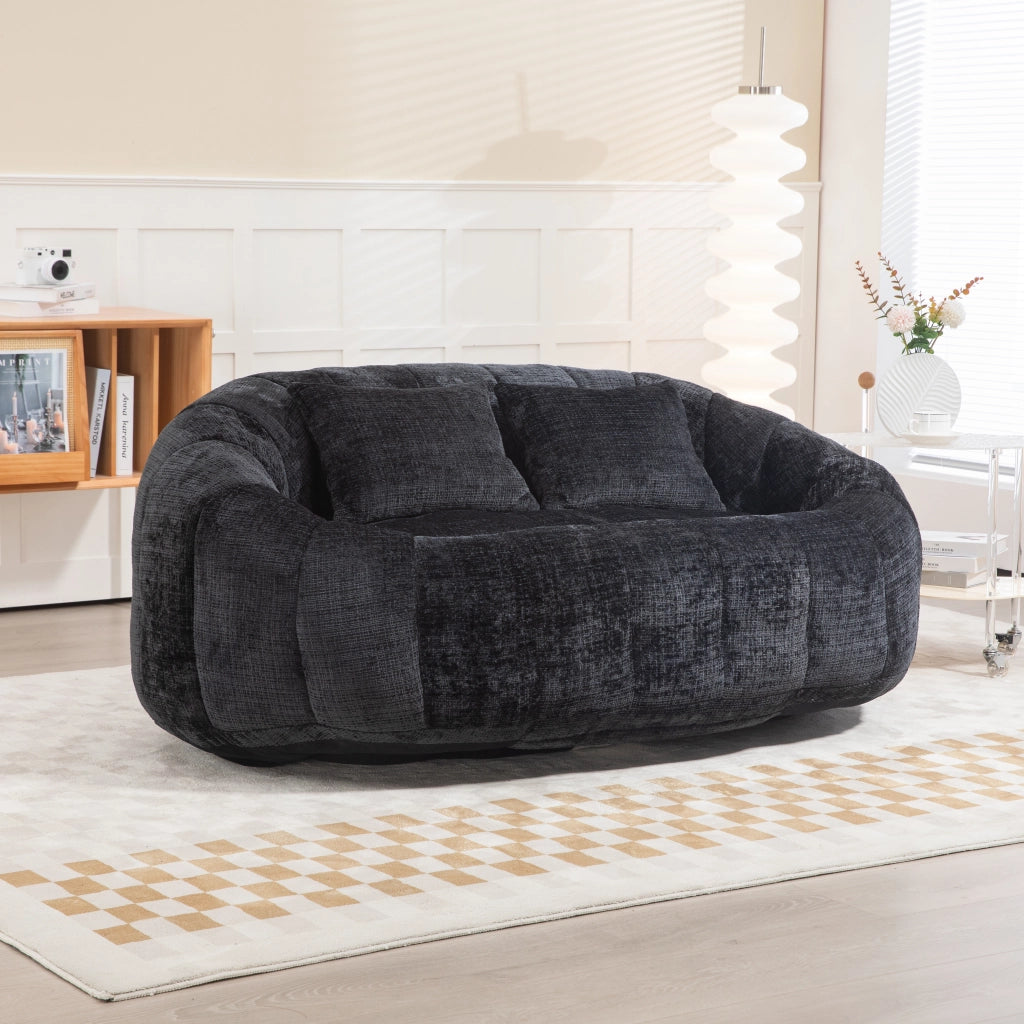 DIVANO SACCO 150x95x63 cm Chenille Nero 2 posti