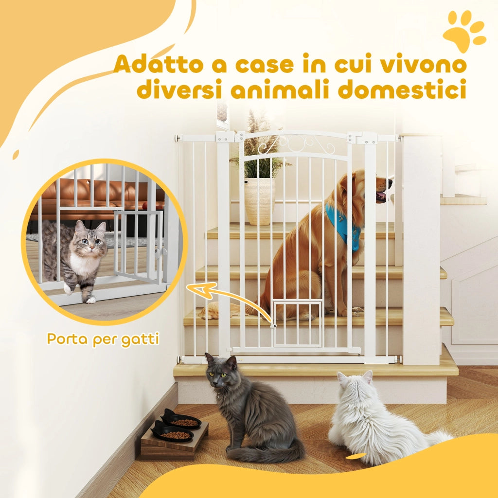 Cancelletto di Sicurezza per Cani e Gatti Regolabile ¨C Xylo ¨C Bianco 76-104x106cm