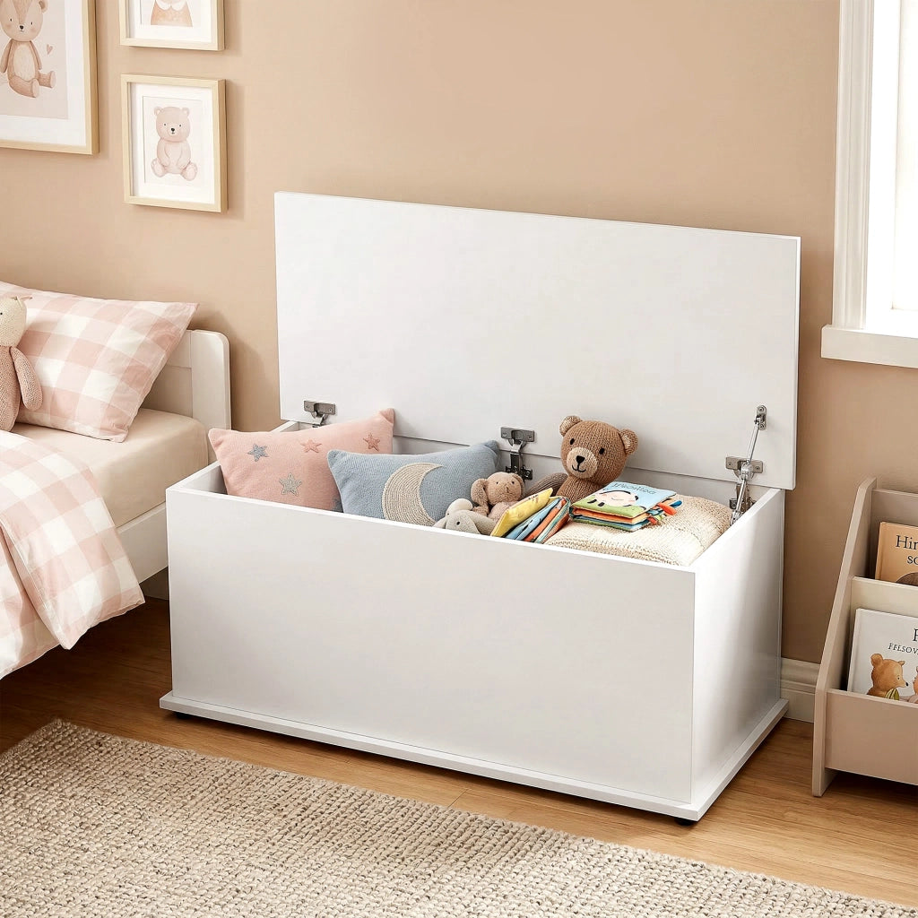 Cassapanca Contenitore in Legno ¨C Minimal ¨C Bianco 100x40x40cm