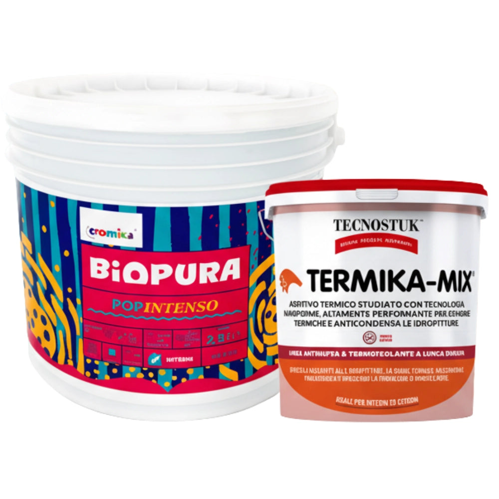 Kit pittura colorata pop intenso 2,5 l e additivo anticondensa termika-mix tecnostuk 1 l *** colore- rosso magnetico ...