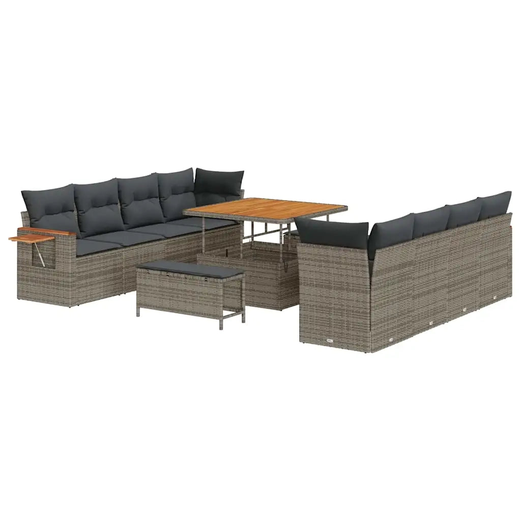 Set Divano da Giardino con cuscino 12 pcs Grigio polyrattan