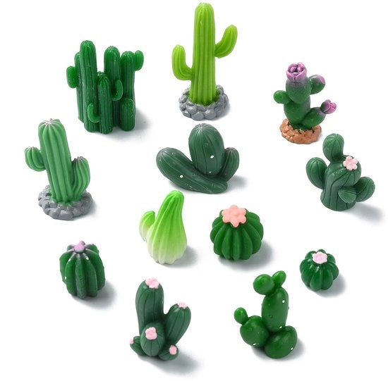 Miniature figurine di cactus in resina, 60 pezzi