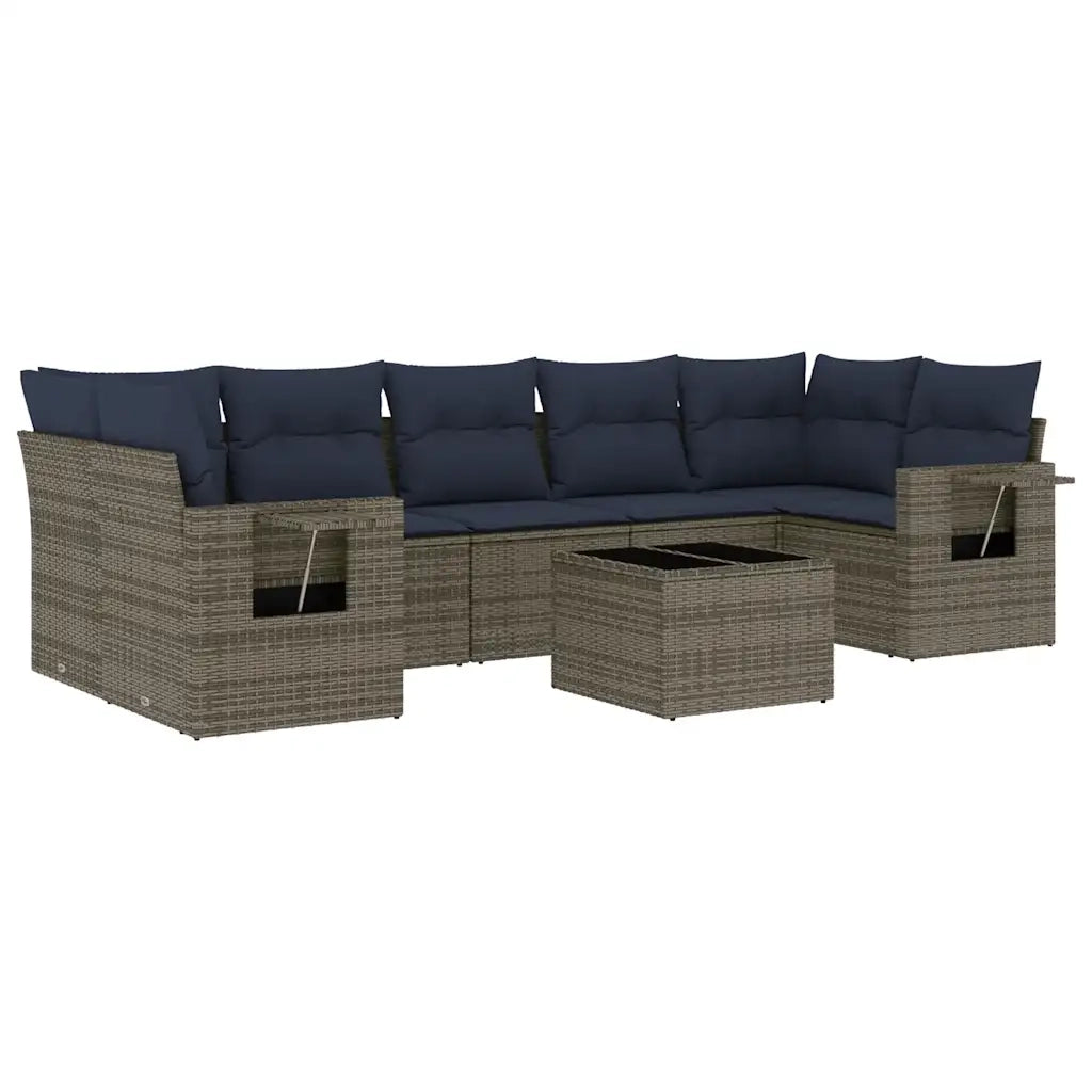 Set Divani da Giardino 8 pz con Cuscini Grigio in Polyrattan 3219940
