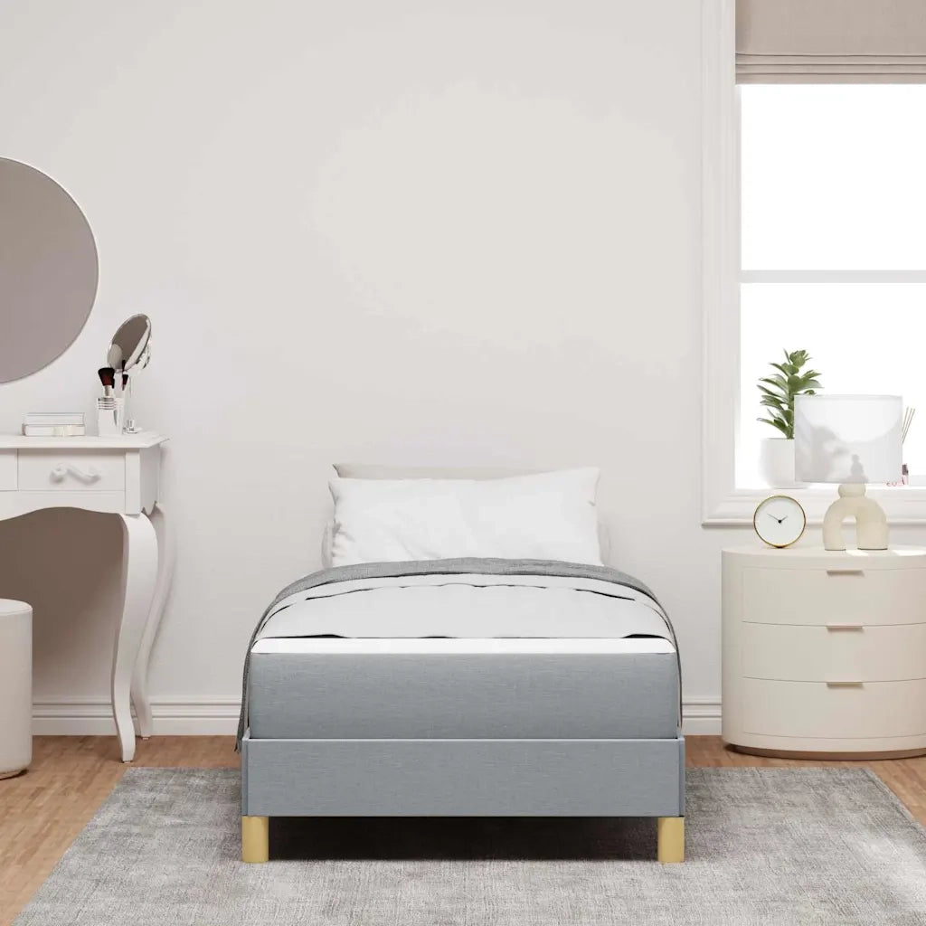 Letto a molle con materasso Grigio chiaro 90 x 200 cm Tessuto