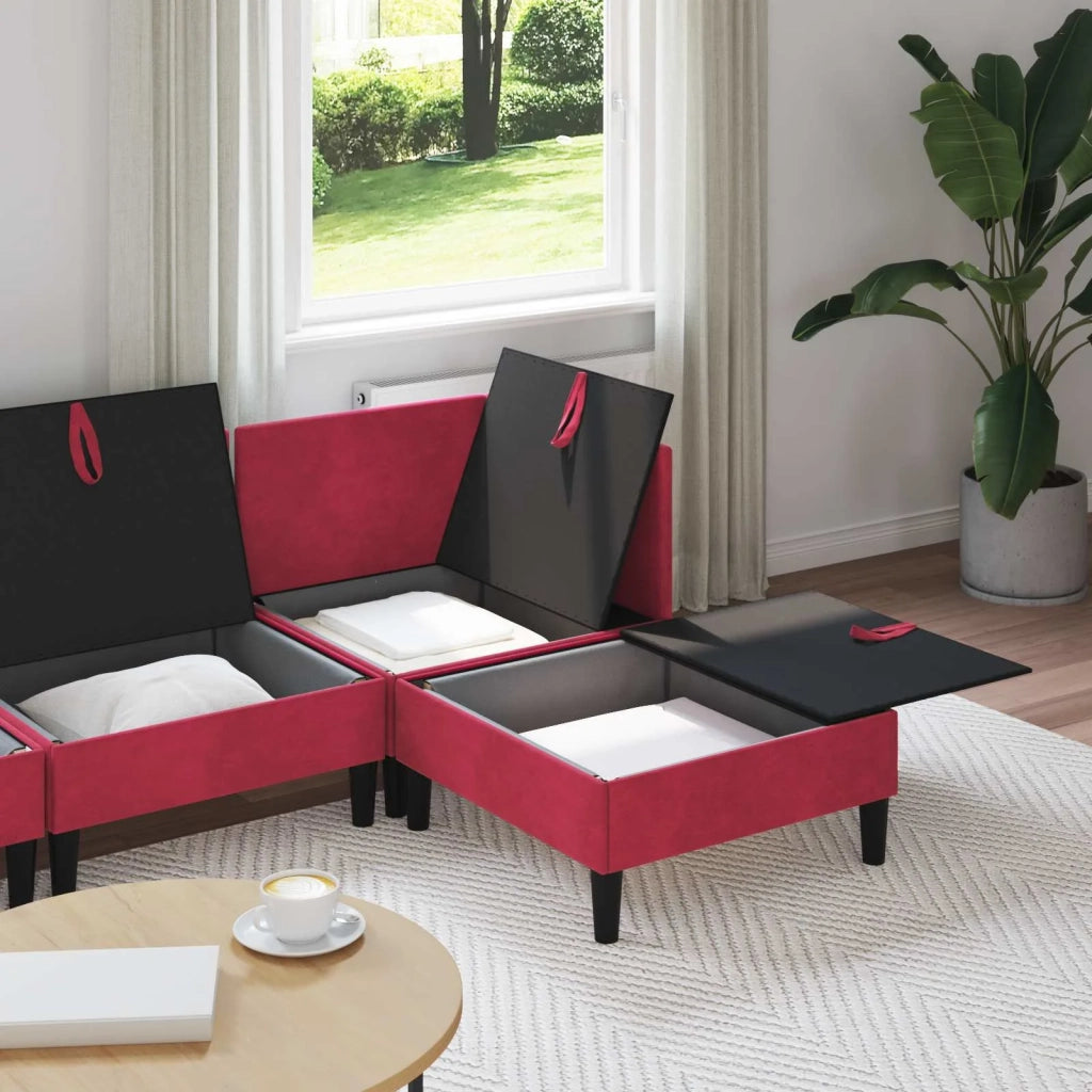 Set di mobili per il soggiorno 4 pcs Rosso Vino Velluto 3413750
