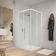 Box cabina doccia angolare con due ante scorrevoli in cristallo temprato trasparente *** misure 76.5-79.5x96.5-99.5xh...