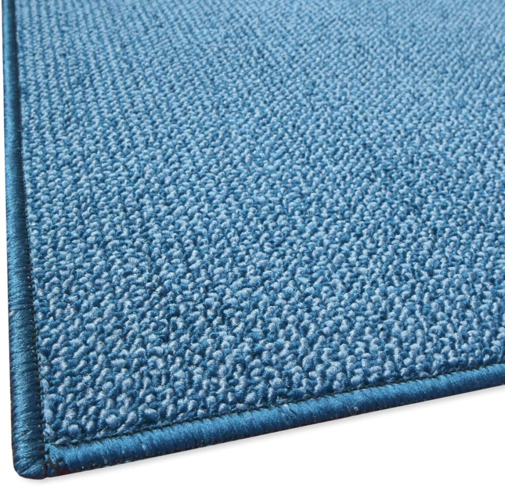Tappeto Cucina 57x360 cm Tessitura Piatta Antiscivolo Multiuso Corsia Corridoio Made In Italy Blu