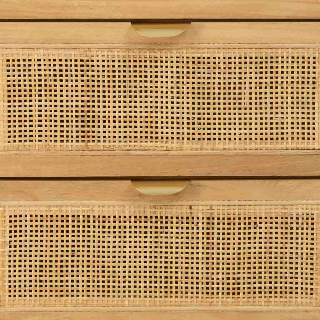 Comodino in legno e rattan marrone 45x35x66h cm
