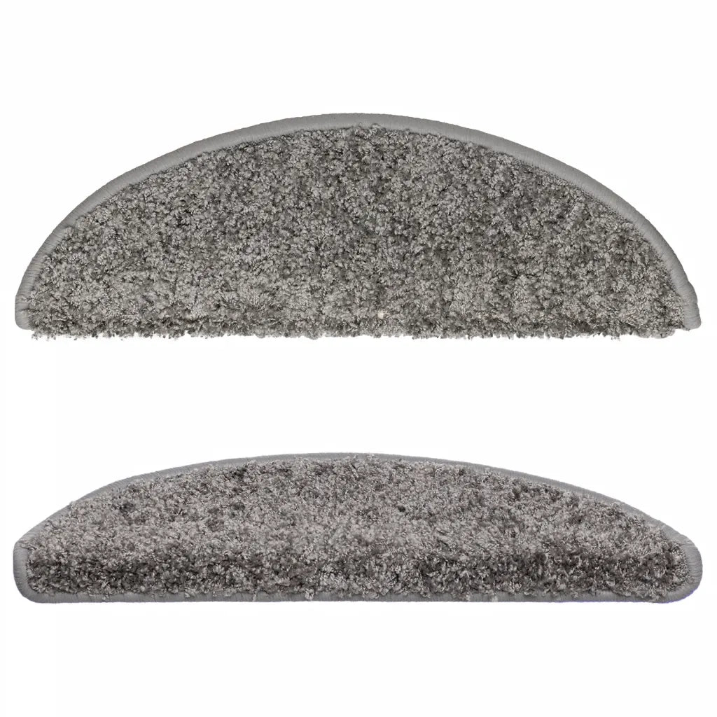Tappetini per scale 15 pz | Gradini per Scale 56x17x3 cm Grigio Semicircolari