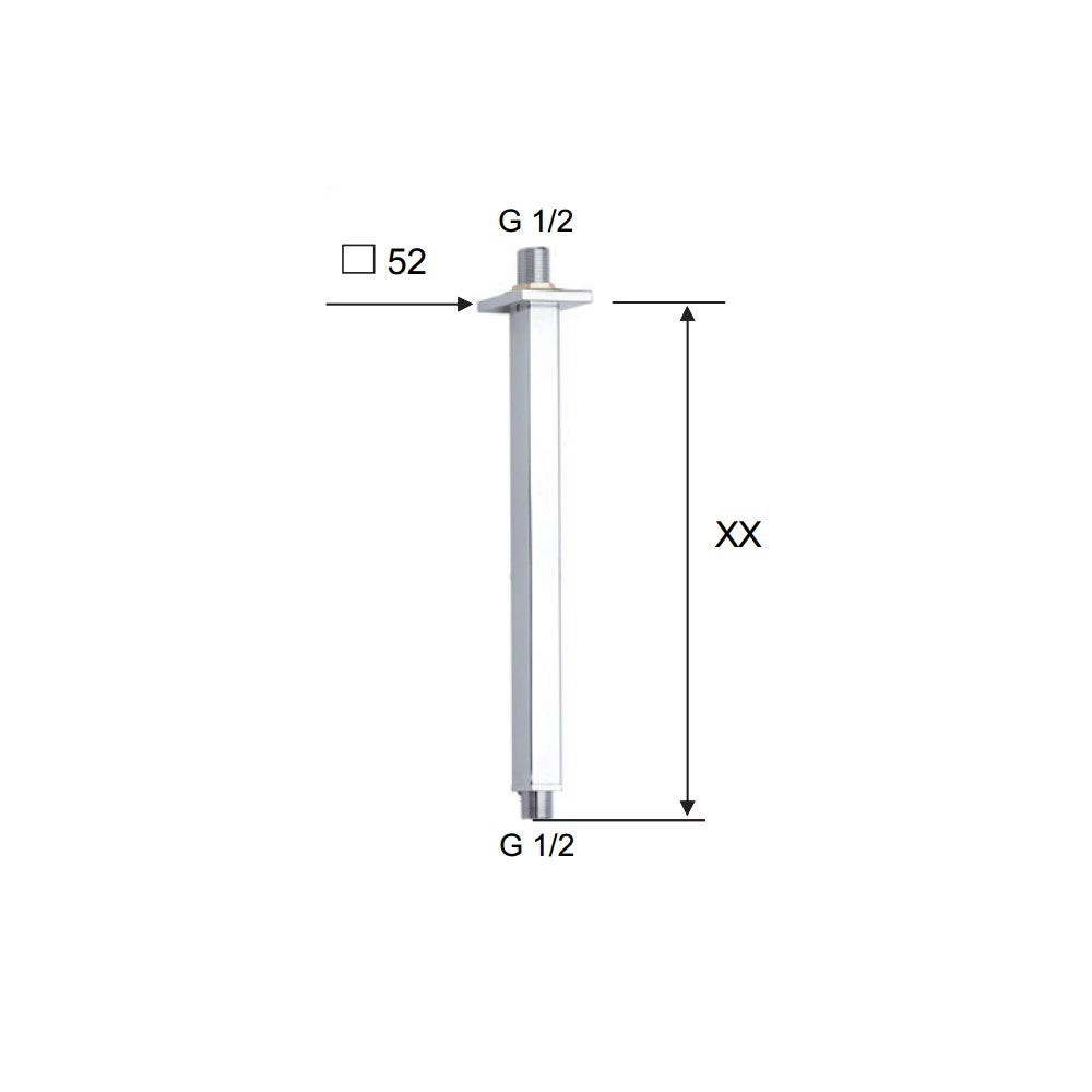 Braccio doccia da soffitto quadrato 30 cm