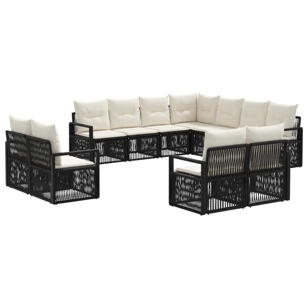 Set Divano da Giardino 11 pz Nero polyrattan 3435880