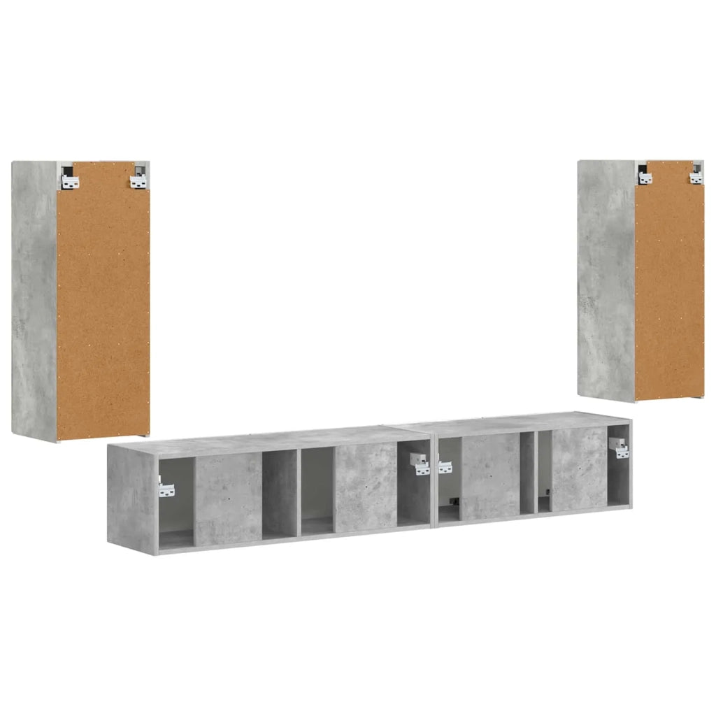 Set mobile TV 4 pz | Armadietto TV | Mobile Porta TV Grigio cemento Legno multistrato