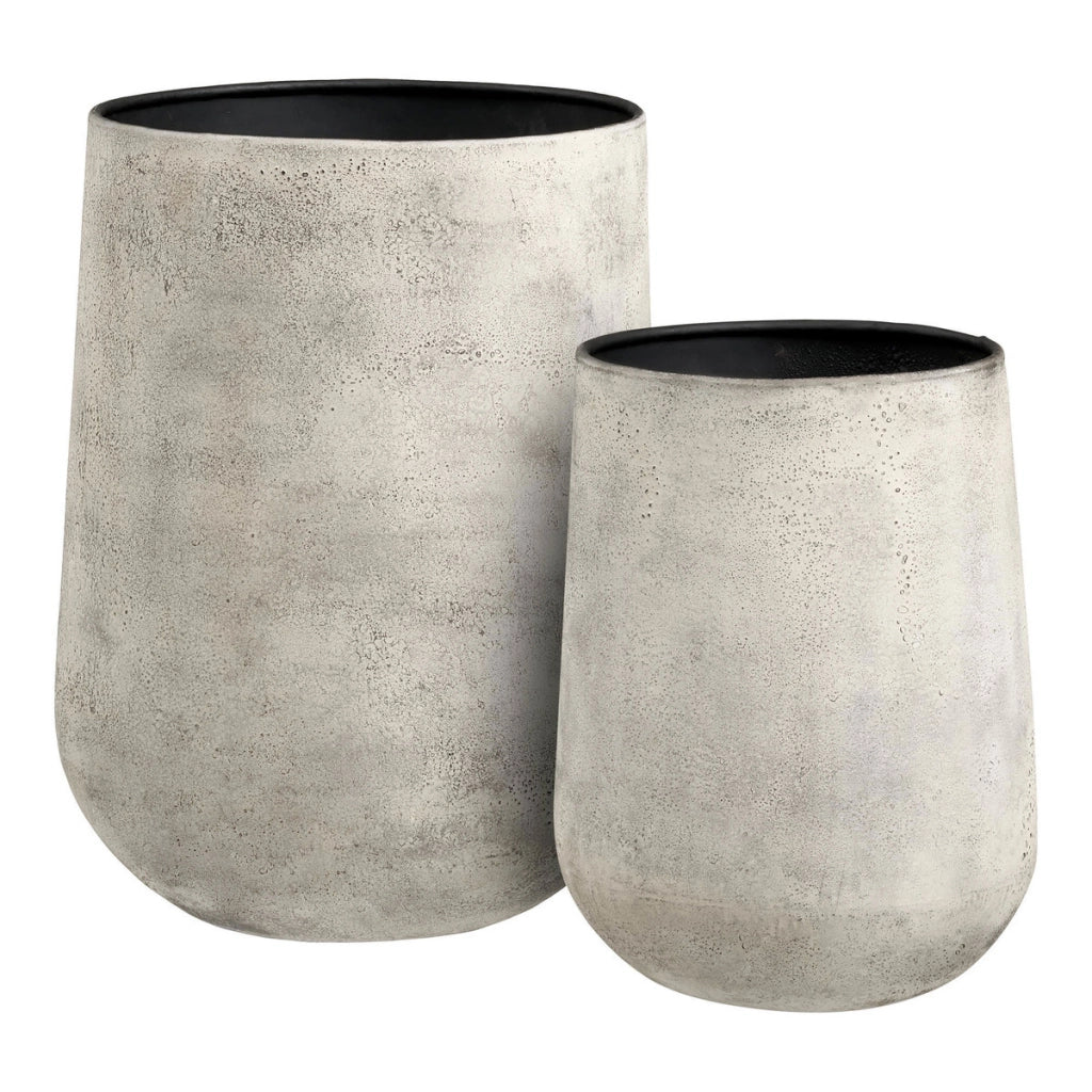 Set 2 vasi decorativi in metallo beige anticato House Nordic