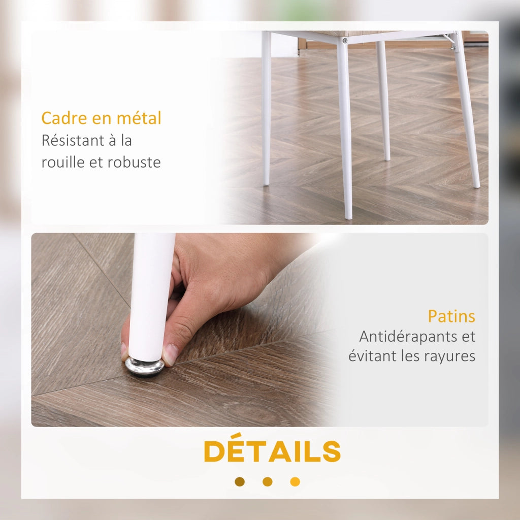 Set tavolo pranzo quadrato 2 sedie ¨C Xylo ¨C MDF bianco telaio metallo 3 pezzi