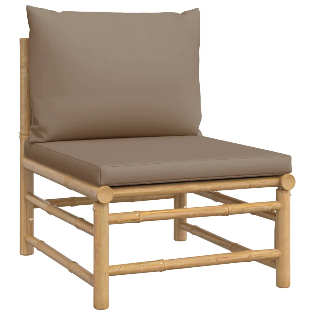 Set Salotto da Giardino 4pz con Cuscini Tortora Bambù 3155120