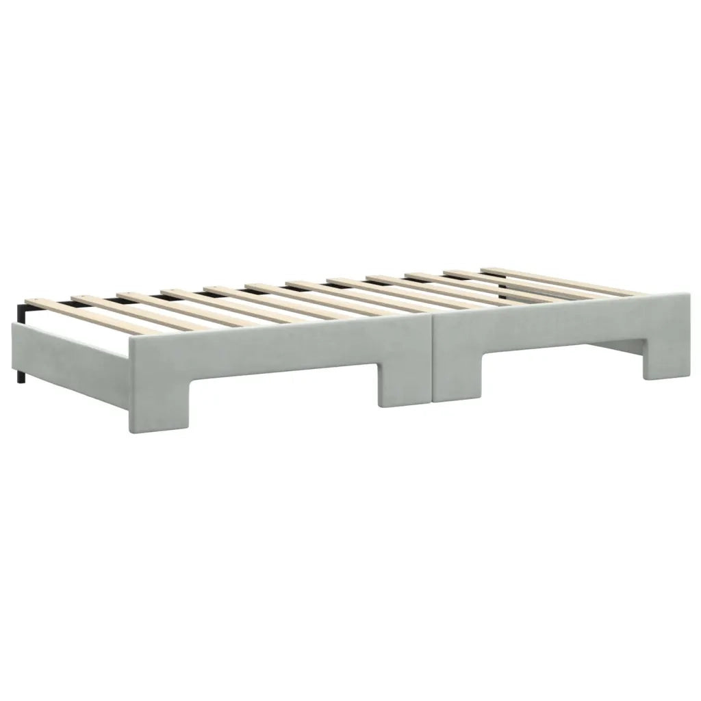 Divano letto | Sof¨¤ letto | Letto singolo Estraibile Cassetti Grigio Chiaro 100x200 Velluto