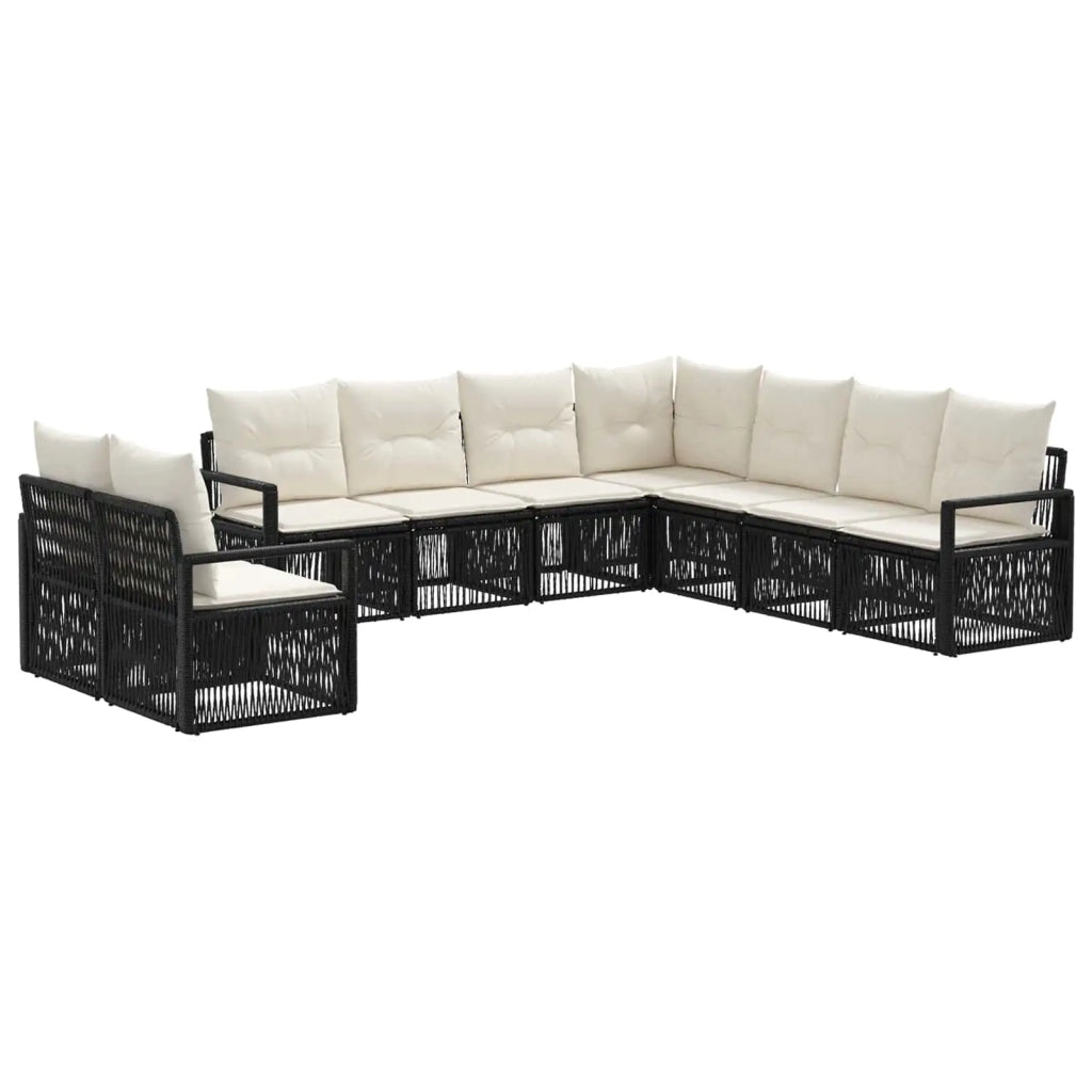 Set Divano da Giardino 9 pz Nero polyrattan 3435751