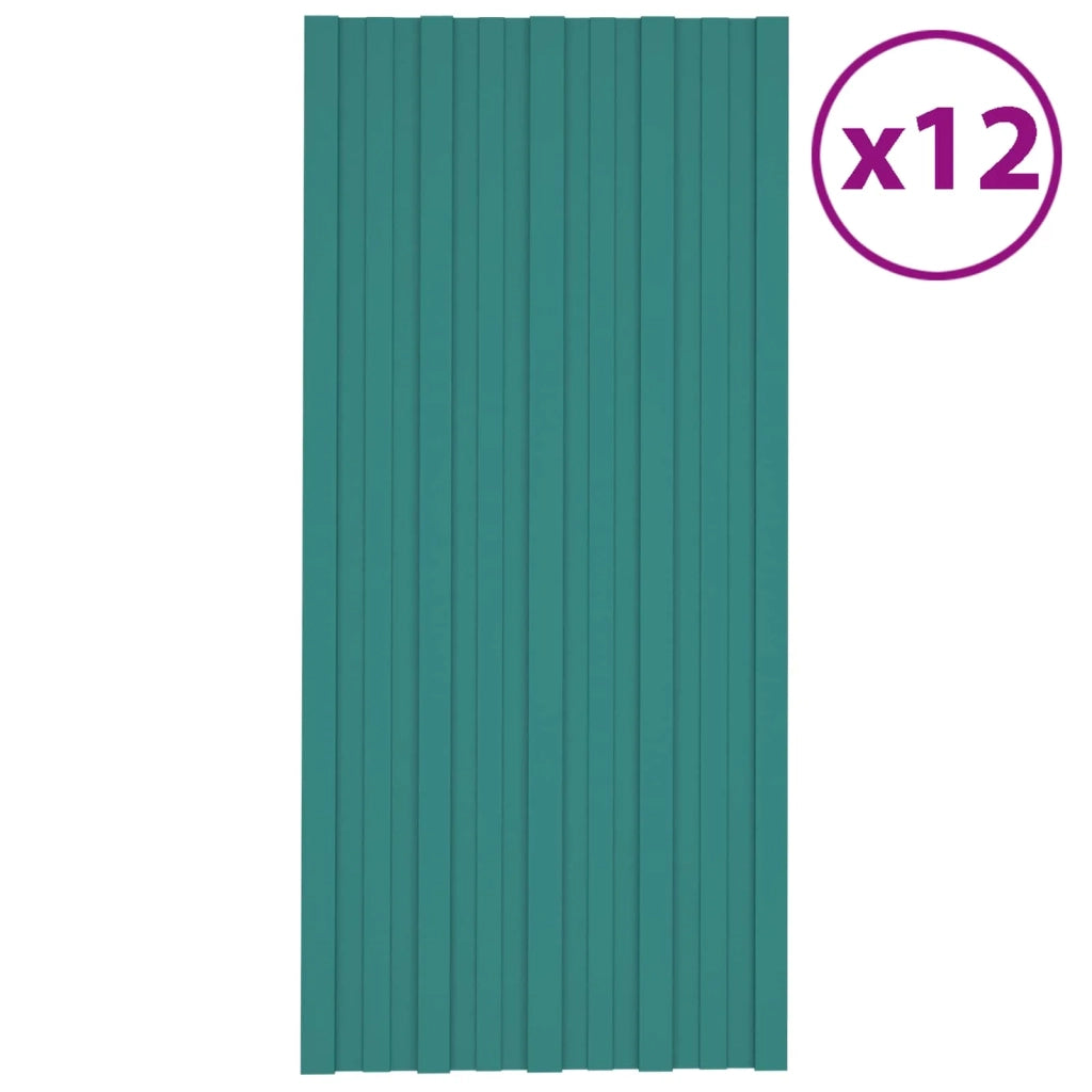 Pannello per tetto 12 pcs Verde 100 x 45 cm Acciaio zincato 42047121