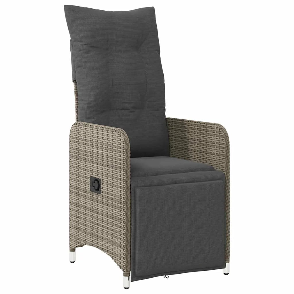 Set da Pranzo per Giardino con cuscino 3 pcs Grigio polyrattan