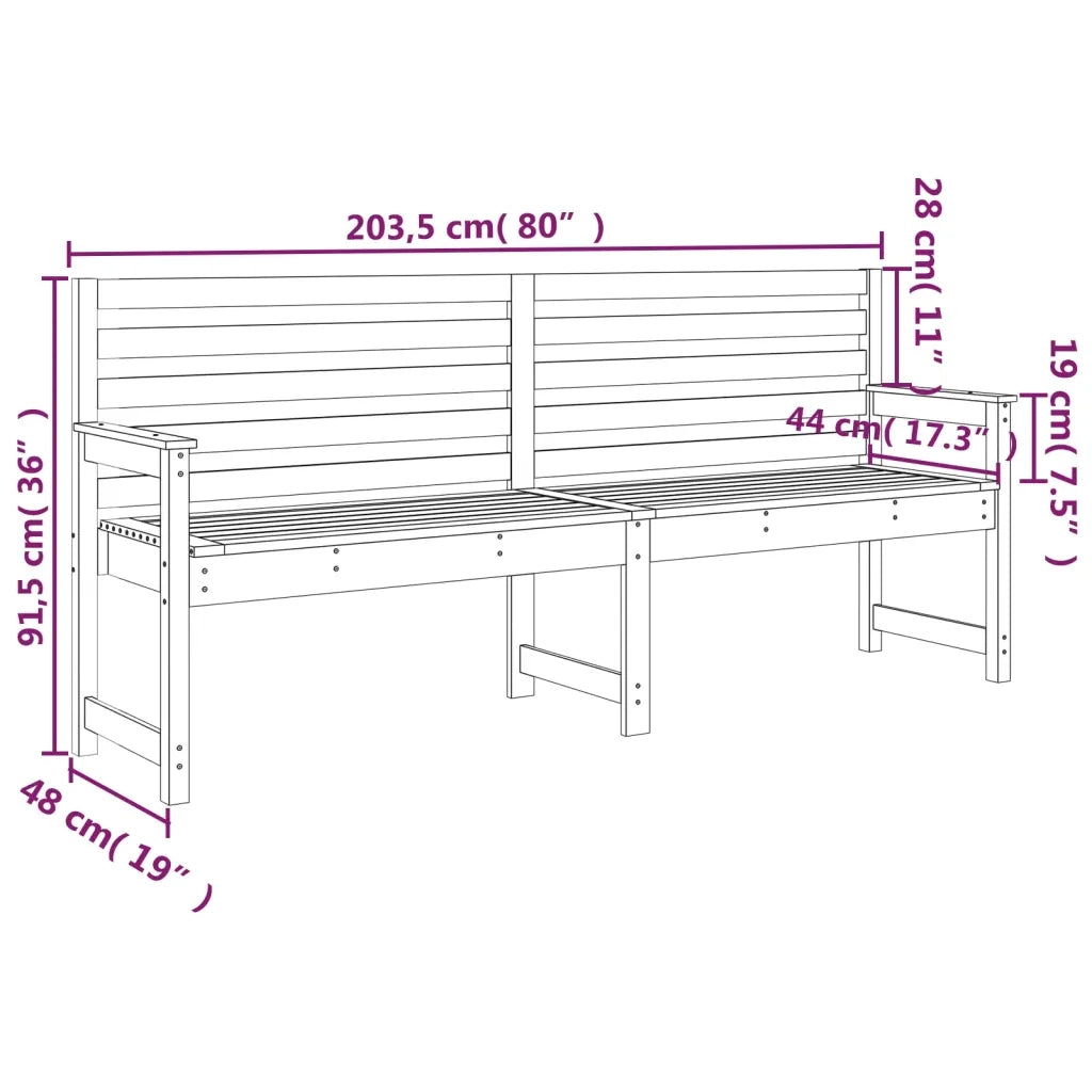 Panca da Giardino 203,5x48x91,5 cm in Legno Massello di Pino 824074