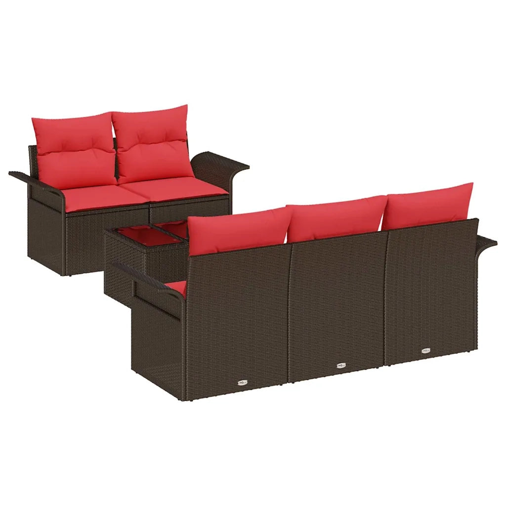 Set Divano da Giardino 6 pcs Beige e Rosso polyrattan 3353913