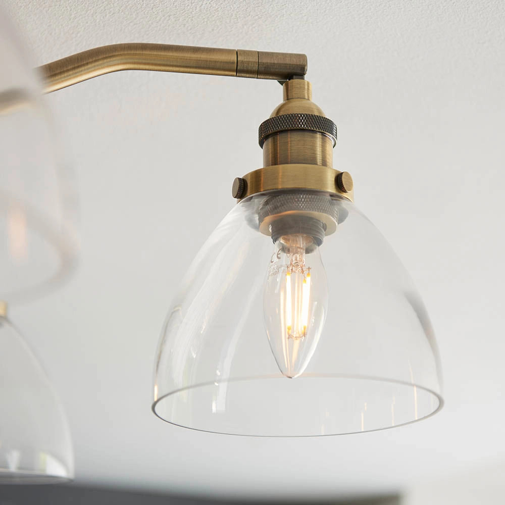 Plafoniera vintage ottone antico 5 luci E14 Endon Hansen