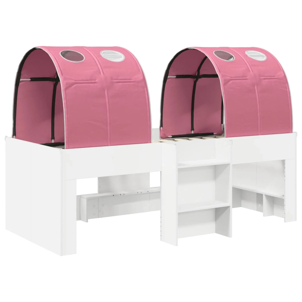 Letto singolo | Letto per adulti | Letto con Tunnel 4 pcs Bianco e Rosa Legno ingegnerizzato
